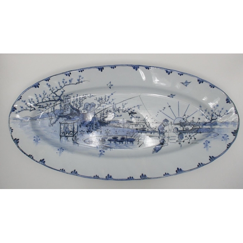 291 - A rare French early 20th century porcelain platter by Creil Montereau with transfer print scene 'La ... 