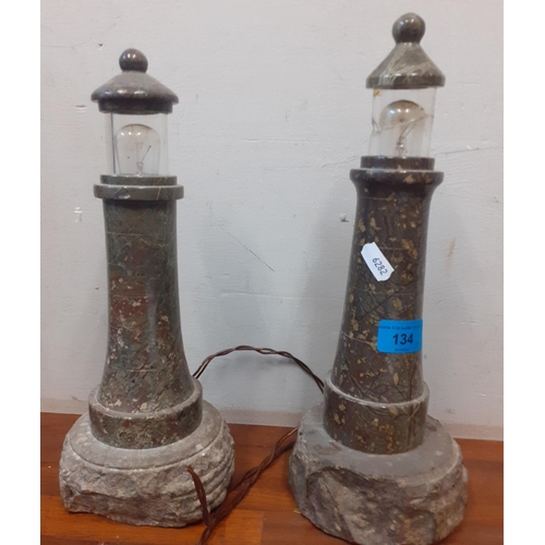 134 - Two Cornish Serpentine stone lights in the form of lighthouses A/F
Location: R2.3