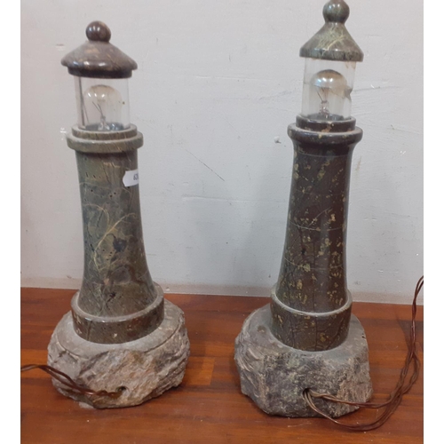 134 - Two Cornish Serpentine stone lights in the form of lighthouses A/F
Location: R2.3