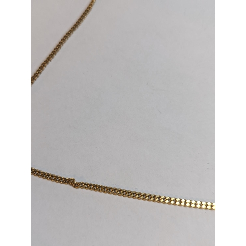 138 - A stamped 750, 18ct gold link necklace having a 9ct gold pendant inset with a seed pearl and a pair ... 