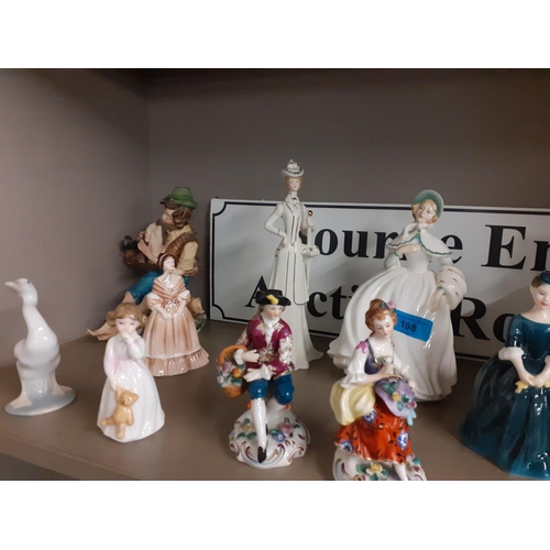 198 - A quantity of china figures to include Royal Doulton Cherie HN2341, Coalport Hannah and Nao models o... 