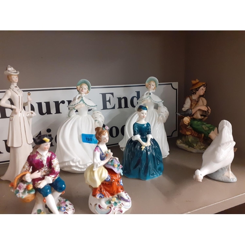 198 - A quantity of china figures to include Royal Doulton Cherie HN2341, Coalport Hannah and Nao models o... 