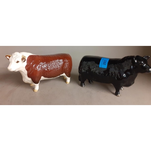 203 - Two Beswick models of bulls and other animal models Location: R2:3