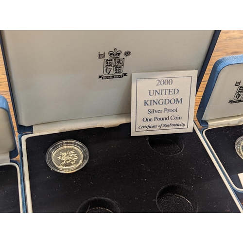 205 - A group of ten silver proof £1 coins to include 1990-92, 1997-2002, Location: P