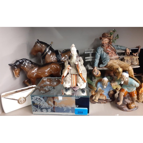 208 - Collectables to include a signed Capodimonte figure seated on a bench signed Voeta, a Vaga Internati... 