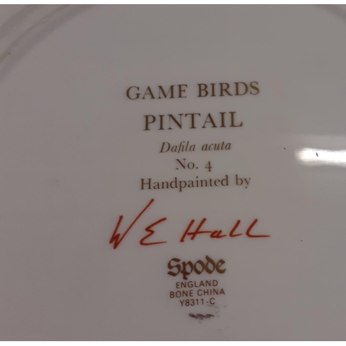 217 - A set of six Spode Game Birds had painted plates, by W E Hall, Location: 4.4