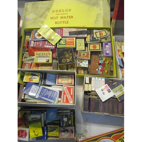 241 - A mixed lot of vintage match boxes, beer mats, cheese labels etc, along with a booklet of Players Co... 