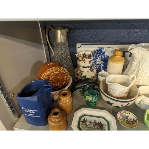 304 - A mixed lot of ceramics and other items to include Beatrix Potter Wedgwood items, Spode, glass paper... 