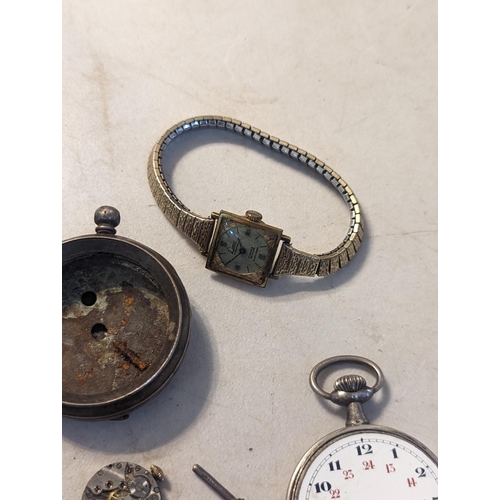 53 - Mixed watch related items to include an Acme Lever silver cased pocket watch A/F, a vintage silver c... 