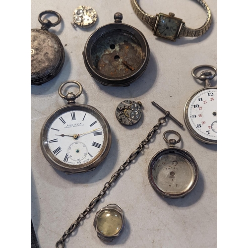 53 - Mixed watch related items to include an Acme Lever silver cased pocket watch A/F, a vintage silver c... 