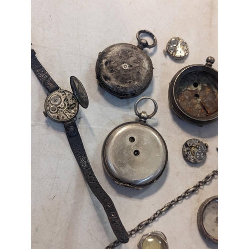 53 - Mixed watch related items to include an Acme Lever silver cased pocket watch A/F, a vintage silver c... 