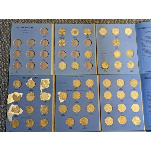 55 - A group of six British coin collectors 'Whitman' coin folders to include six pence, shillings and fl... 