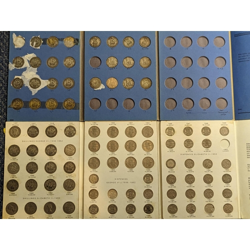 55 - A group of six British coin collectors 'Whitman' coin folders to include six pence, shillings and fl... 