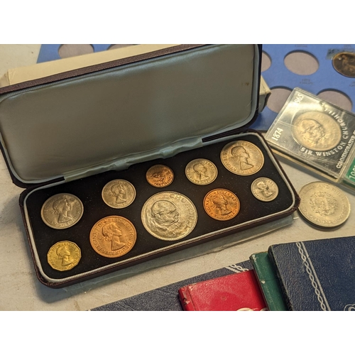 56 - Mixed British coinage to include 'Whitman' coin folders of pennies, half pennies, brass threepence a... 