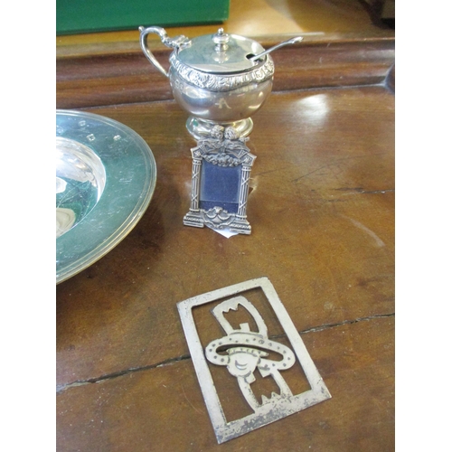 344 - Silverware to include a silver Armada style pin dish engraved 1890 Rothman's 1999, marks for Sheffie... 