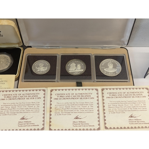 346 - A Group of silver proof commemorative crowns to include a box set of three 1980 Mountbatten crowns, ... 