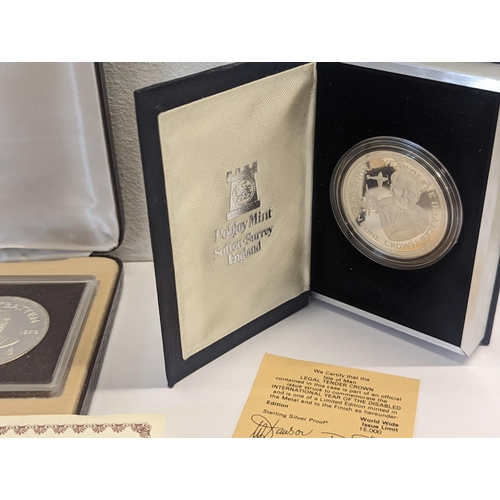 346 - A Group of silver proof commemorative crowns to include a box set of three 1980 Mountbatten crowns, ... 