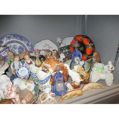 350 - A mixed lot of ceramist to include two Royal Worcester egg coddles, pottery wash bowl, group of thre... 