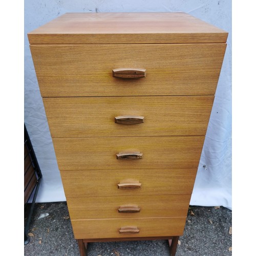 54A - A G-Plan E-Gomme teak chest of drawers, with graduated set of six drawers, on shaped legs, 105.5cm H... 