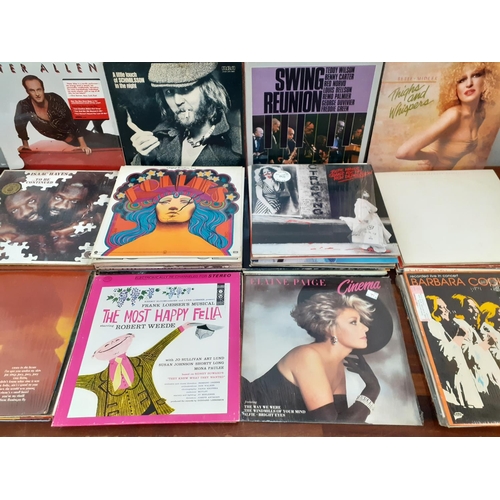 312 - A large collection of easy listening, theatrical shows and swing LPs, all housed in a plastic crate ... 