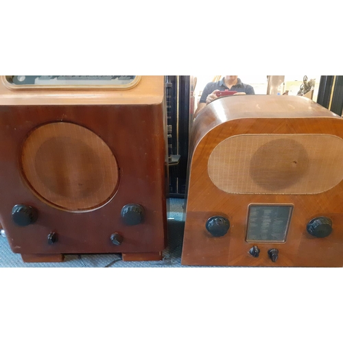 360 - A large mid 20th century walnut veneered valve radio by Orion, type AR612, along with two vintage wa... 