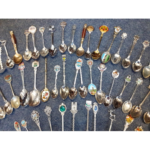 361 - A good collection of collectors teaspoons to include white metal and enamelled examples, together wi... 