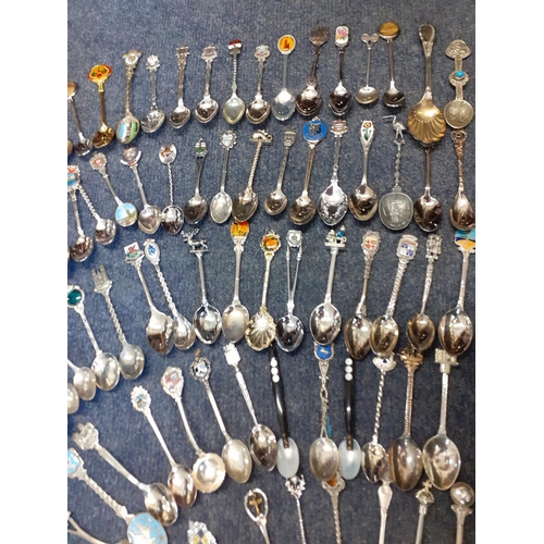 361 - A good collection of collectors teaspoons to include white metal and enamelled examples, together wi... 