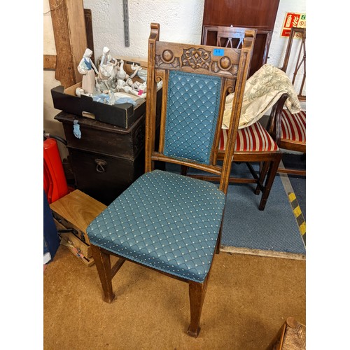 418 - A set of Edwardian mahogany dining chairs together with four oak high back dining chairs
Location: R... 