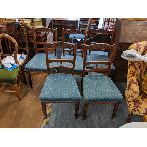 418 - A set of Edwardian mahogany dining chairs together with four oak high back dining chairs
Location: R... 