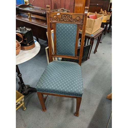 418 - A set of Edwardian mahogany dining chairs together with four oak high back dining chairs
Location: R... 