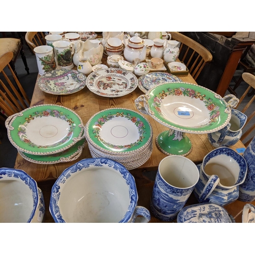 367 - Mixed blue and white porcelain to include Masons Booths and others, together with a Victorian desser... 