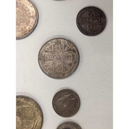 370 - British Silver coinage to include a 1757, a George II sixpence, 1817 George III half crown, an 1836 ... 