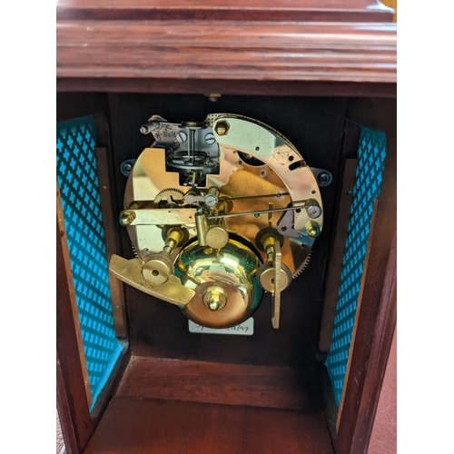 383 - A late 20th century Sewills mahogany cased mantle clock, with mechanical movement
Location: 1.1