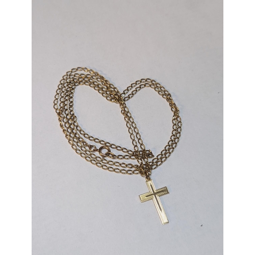 407 - A 9ct gold pendant in the form of a cross, on a 9ct gold chain link necklace, 10.4g
Location: CAB5