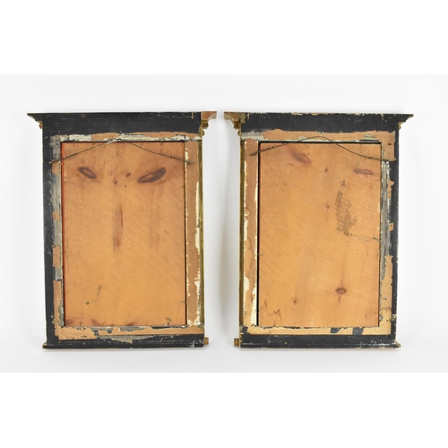 168 - A pair of regency style mirrors, with rectangular plates framed by giltwood flanking reeded columns ... 