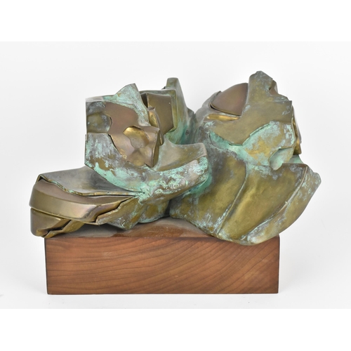 177 - An abstract cast bronze sculpture by Graham Fletcher (contemporary), of freeform with amalgamated br... 