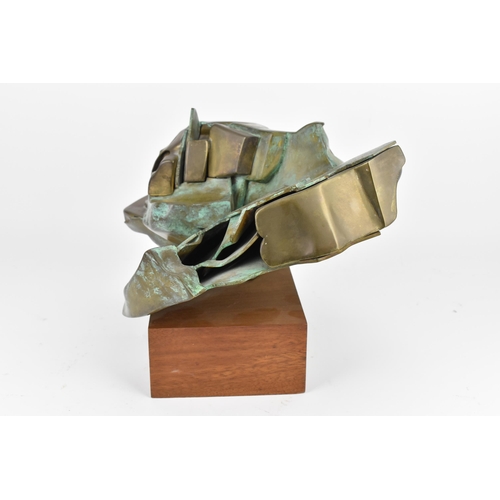 177 - An abstract cast bronze sculpture by Graham Fletcher (contemporary), of freeform with amalgamated br... 