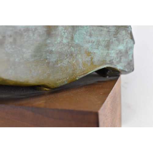 177 - An abstract cast bronze sculpture by Graham Fletcher (contemporary), of freeform with amalgamated br... 