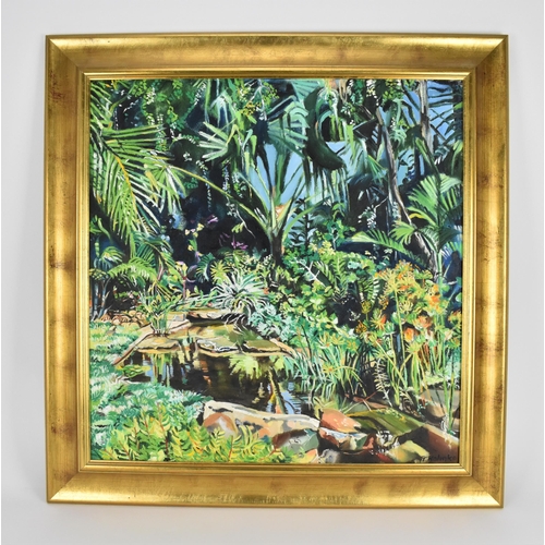 245 - Terry Ann Kalinko (contemporary), oil on canvas depicting a jungle scene, signed lower right, within... 