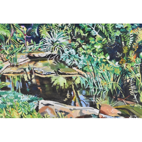 245 - Terry Ann Kalinko (contemporary), oil on canvas depicting a jungle scene, signed lower right, within... 