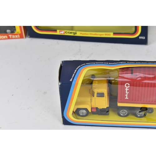 253 - A group of 1980's boxed Corgi toys to include Hyster Challenger 800, Mack container truck (yellow), ... 