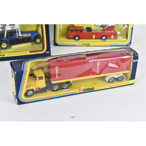 253 - A group of 1980's boxed Corgi toys to include Hyster Challenger 800, Mack container truck (yellow), ... 