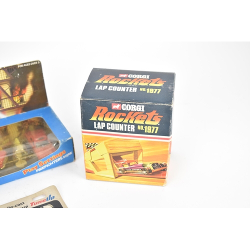 255 - A 1982 Hot Wheels boxed 'Play Settings' Firefighting scene, a Corgi 1001 HCB-Angus Firestreak, along... 