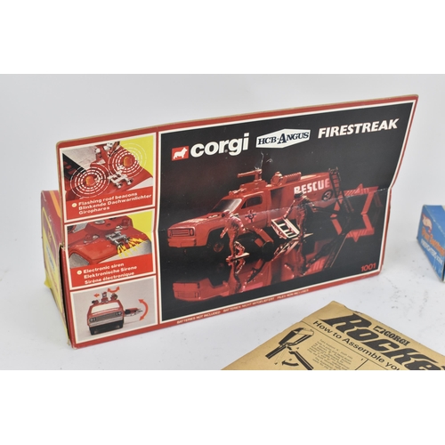 255 - A 1982 Hot Wheels boxed 'Play Settings' Firefighting scene, a Corgi 1001 HCB-Angus Firestreak, along... 