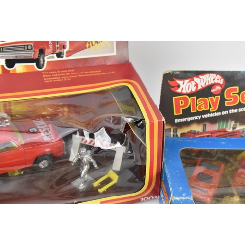 255 - A 1982 Hot Wheels boxed 'Play Settings' Firefighting scene, a Corgi 1001 HCB-Angus Firestreak, along... 