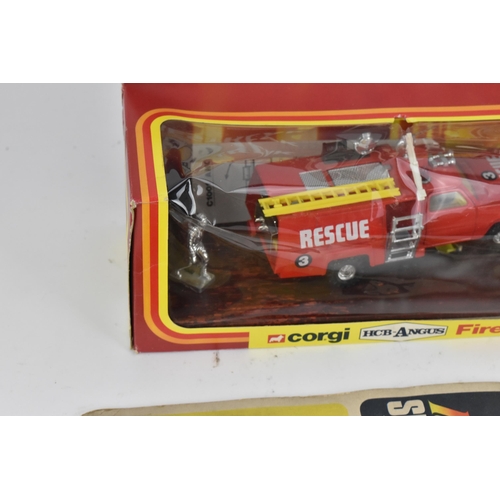 255 - A 1982 Hot Wheels boxed 'Play Settings' Firefighting scene, a Corgi 1001 HCB-Angus Firestreak, along... 