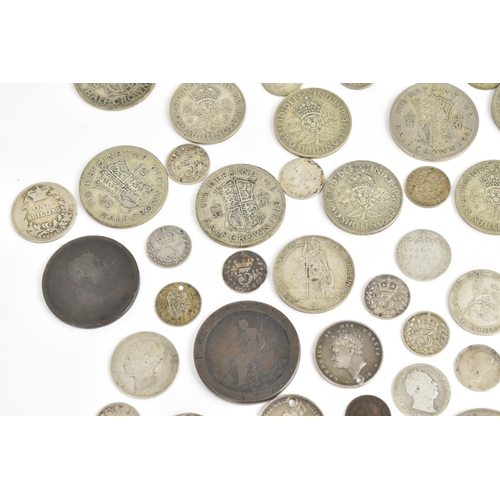 271 - Mixed British coinage George III and later to include Victorian half crowns, shillings, sixpences, t... 