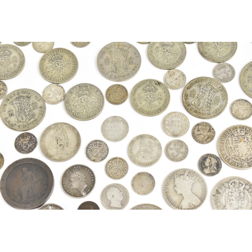 271 - Mixed British coinage George III and later to include Victorian half crowns, shillings, sixpences, t... 