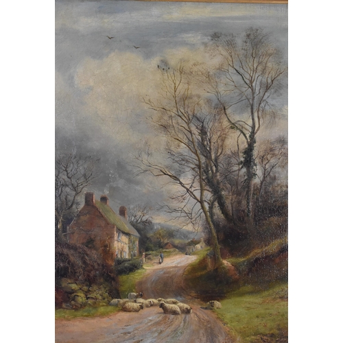 273 - William Lakin Turner (1867-1936) British 
depicting a pastoral scene with sheep resting on a pathway... 