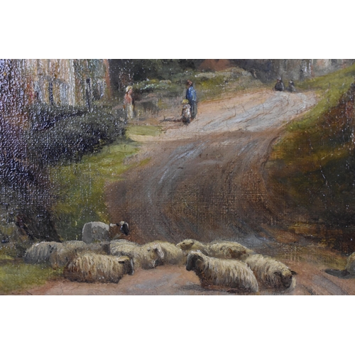 273 - William Lakin Turner (1867-1936) British 
depicting a pastoral scene with sheep resting on a pathway... 